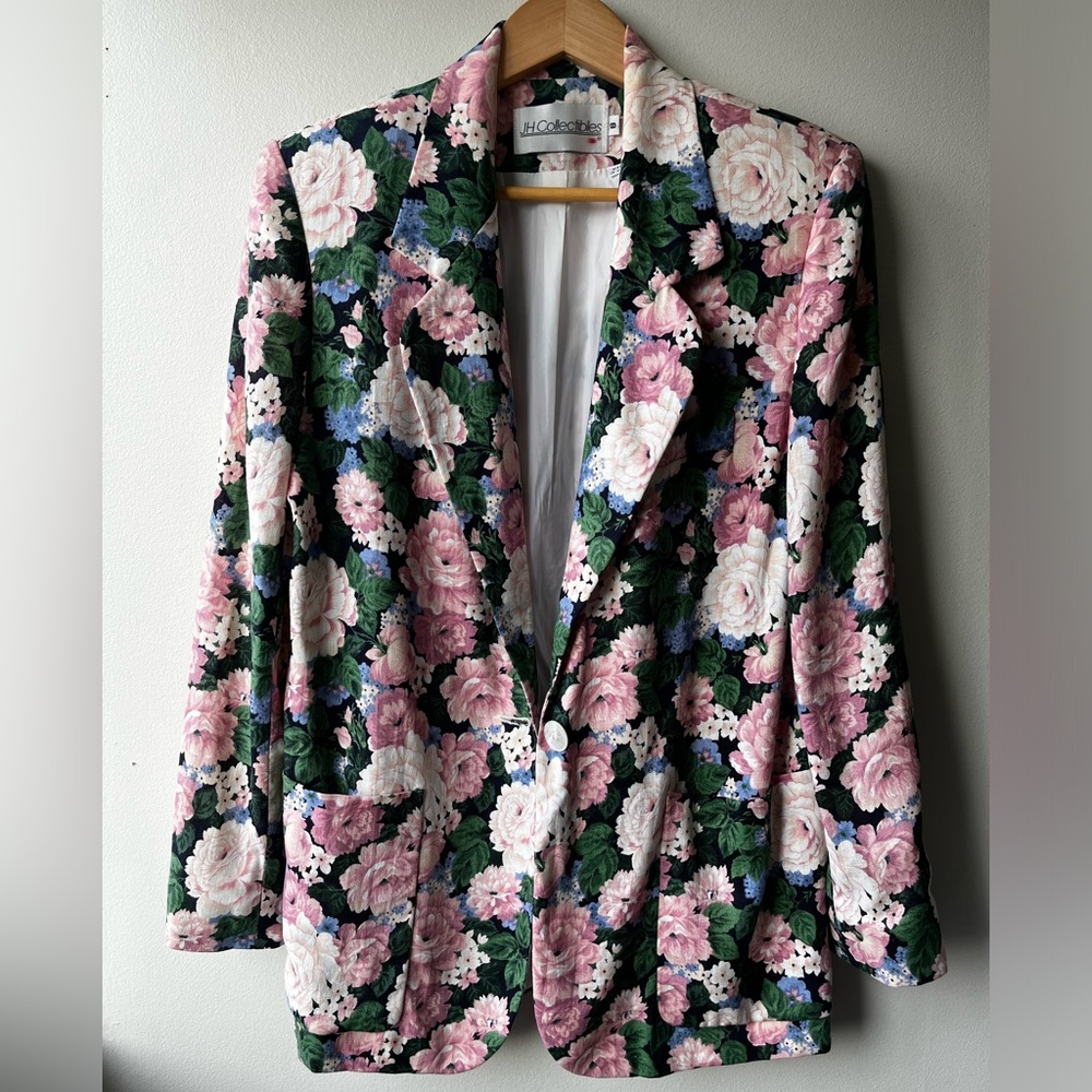 Vintage JH Collectibles Flower Print Blazer - with union tag - Picture 5 of 7